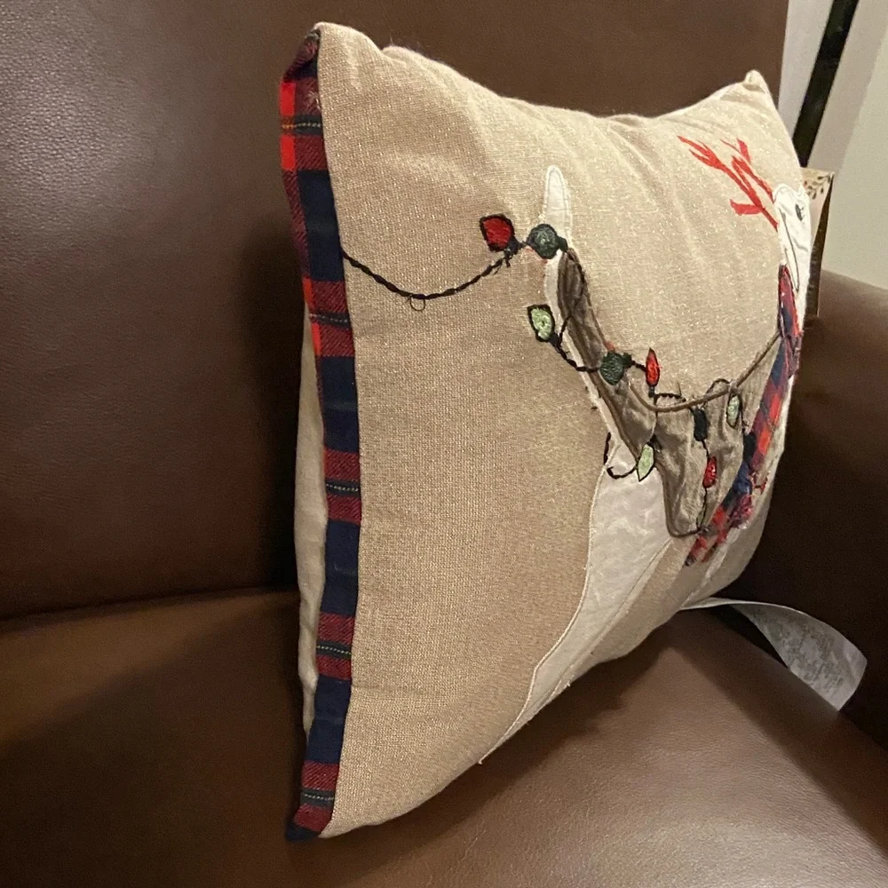 Pier 1 Holiday Dog Light Up LED Pillow NWT